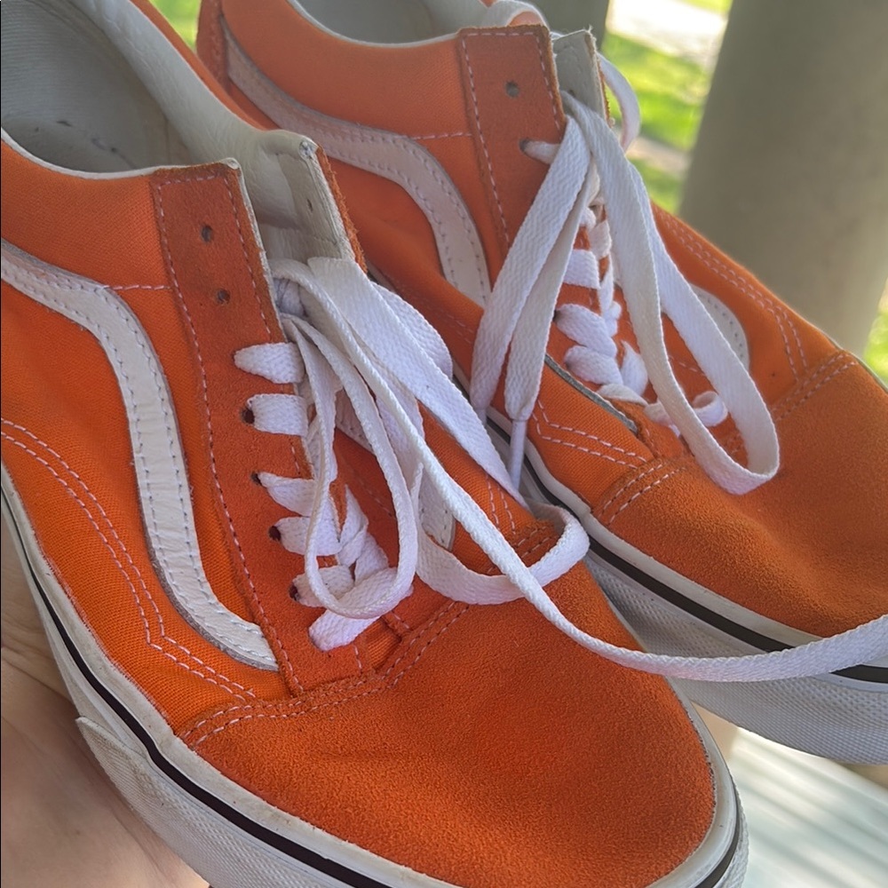 Vans Vibrant Orange and White Sneakers